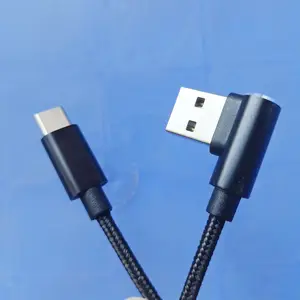 High Quality Nylon Braid Type C Cable Wholesale Fast Data Charger 90 Degree Cable Right Angle Type C USB 2.0 Cable