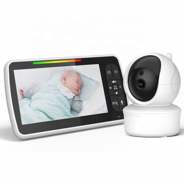 Upgraded 5inch Baby Video Camera Pantilt Night Vision Sound Detection ECO Wireless Baby Monitor With Camera 5.0Inch Baby Monitor