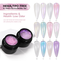 Gel de construction Aurora sans TPO, gelée pailletée pour extension d'ongles, kit de gel dur à retirer par trempage, marque privée