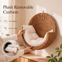 Lit pour chat en bambou tissé, fixé au mur, rembourré de coton, lavable, hamac pour chat, meubles confortables pour chat