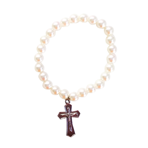 Bracelet Détaillé Croix Perles de 8 mm Breloque Religieuse Accessoires de Bijouterie - Product Image 3