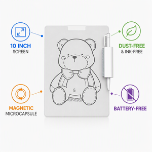 Nouveauté : Bloc-notes intelligent réutilisable sans encre, tableau effaçable de 10 pouces, tableau blanc magnétique pour le dessin des enfants, papeterie - Product Image 5