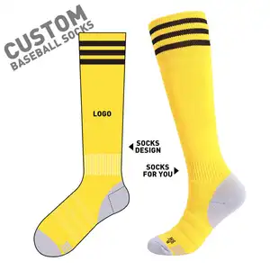 Özel tasarımcı uzun beyzbol çorap erkekler spor beyzbol futbol futbol kulübü uzun çorap diz üzerinde yüksek softbol çorap