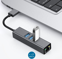 Adaptateur USB 3.0 vers RJ45 Ethernet, carte réseau, avec HUB USB 3.0, pour MAC PC, ordinateur portable et plus