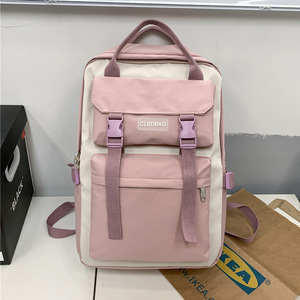Sac à dos personnalisé avec logo, blocs de couleur, grande capacité, léger, pour étudiants, sac à dos de voyage en toile durable, OEM ODM - Product Image 4