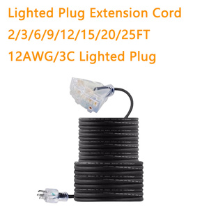 Cavi di prolunga elettrici personalizzati <span class=keywords><strong>per</strong></span> esterni con triplo connettore Nema AC 125V, conduttore in rame <span class=keywords><strong>per</strong></span> impieghi gravosi, <span class=keywords><strong>per</strong></span> elettrodomestici - Product Image 2