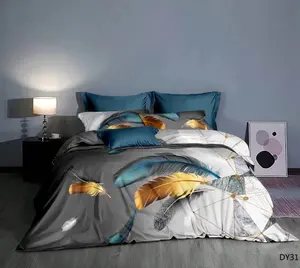 Grosir Sprei Cetak Kustom Sarung Bantal Sarung Kasur Selimut Penutup 100% Katun Serat Poliester Sarung Bantal 4 Buah Set Tempat Tidur