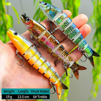 WildTrek Leurre de pêche rigide multi-articulé en ABS à 8 segments, 13,5 cm 19 g, coulée complète, action nageuse, pour achigan, eau salée et eau douce