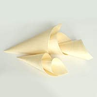 Compostable Wooden Food Cone Birch Wood Disposable Cone for Fried Food Popcorn Nut Snack Packaging