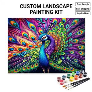 Peinture par numéros SONGWO ART, peinture par numéros de paon pour adultes, <span class=keywords><strong>d</strong></span>écoration murale pour la maison - Product Image 1