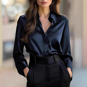 IStapromo Gifts European and American style long-sleeved shirt for women, autumn polo-neck polyester cardigan - Product Image 4