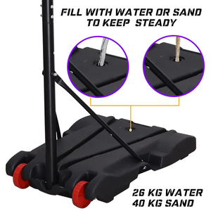 Aro de baloncesto portátil con soporte de cancha estándar ajustable para exteriores aprobado por FIBA - Product Image 3