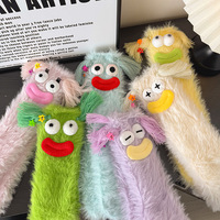 Chaussettes de sol moelleuses et colorées en 3D, style dessin animé mignon, en vrac, emballées en boîte, chaussettes de sol moelleuses et moche, kawaii, pour femmes