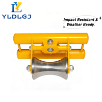 Rouleau de guidage de câble en aluminium usiné, cadre jaune en forme de sablier, bloc central réglable, support de traction robuste pour machine à cordage