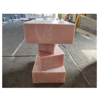 Ensemble de table basse en marbre nordique poli personnalisé socle en marbre cube rose bas danois de luxe