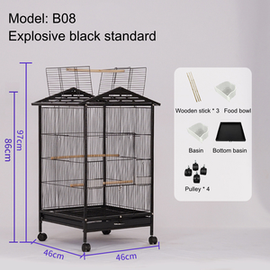 Elegante Gabbia Pieghevole per Uccelli, Stile Domestico, per Piccoli Volatili, Design Multilivello, Vassoio Rimovibile, Ruote Girevoli - Product Image 4
