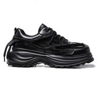 Baskets Chunky Black Warrior |   Chaussures de sport décontractées à semelle épaisse de 6 cm |   Chaussures pour hommes tendance Dark Techwear de style urbain en PU