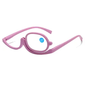 Low Price Multicolored Makeup Eyeglasses Blue Light Blocking Lenses Ladies Plastic Half Moon Reading Glasses