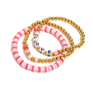 Set de Pulseras con Cuentas Love Me, Dijes de Letras en Oro Rosa, Joyería Unisex para Regalo - Product Image 5