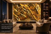 Dalles de pierre naturelle de luxe du Brésil, granit doré soyeux translucide, panneaux muraux, carreaux, décoration intérieure, fond, hall d'entrée