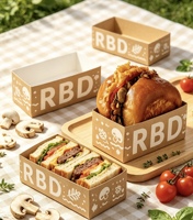 Boîte alimentaire personnalisée en kraft à ouverture supérieure pour emporter, idéale pour burgers, sandwichs, poulet frit, frites, nuggets, et emballage de traiteur