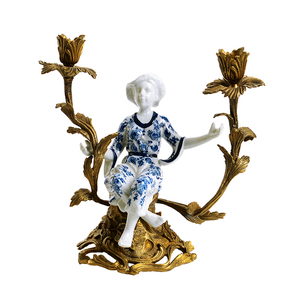 Custom Design <strong>Antique</strong> Ceramic <strong>Brass</strong> Couple Candlestick House Decor Luxury Home Decor Accessories - Product Image 5