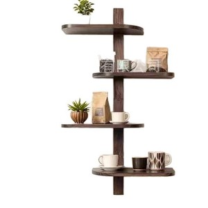Multi-tiered wooden <b>wall</b>-<b>mounted</b> <b>shelf</b> for books and aromatherapy products, a solid wood decorative <b>shelf</b> for the living room. - Product Image 5