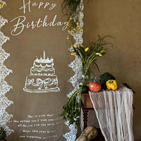 Toile de fond décorative pour anniversaire d'enfants, bannière photo de fête, support personnalisé en tissu dentelle, décoration et fournitures de mariage