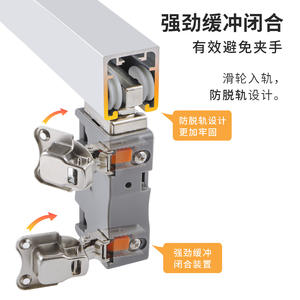 Herrajes Metálicos para Puertas Plegables de Armario, Riel Inferior para Puerta Plegable, Accesorios para Puertas Correderas Dobles, Rueda de Fácil Instalación - Product Image 2