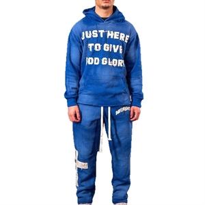 ชุดวอร์มดีไซเนอร์สำหรับผู้ชาย คุณภาพสูง ผ้าฝ้ายสีเขียว ชุดเสื้อผ้าแบบจ็อกเกอร์ พร้อมป้ายปักแบบกำหนดเอง ชุดฮู้ดดี้สไตล์วินเทจ - Product Image 5