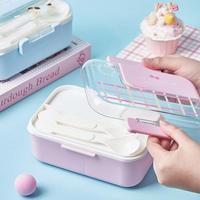 Boîte à lunch bento en plastique pour enfants avec compartiment à sauce, idéale pour l'école, les étudiants, le camping et les voyages