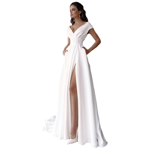 Nuovo Abito Estivo Bianco con Scollo a V, Lunghezza a Terra, Taglie Forti per Donna - Product Image 1