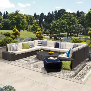 Outdoor-Möbelset mit Feuerstelle aus Rattan, Wasserfest, Modernes Aluminium-Gartenmöbel für Wohnzimmer und Hotel - Product Image 4