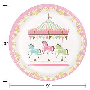 Juego de Platos, Servilletas y Vasos de Papel para Fiesta de Cumpleaños con Diseño de Carrusel, Suministros para Fiesta de Cumpleaños, Sirve para 16 Personas, Paquete Individual - Product Image 2