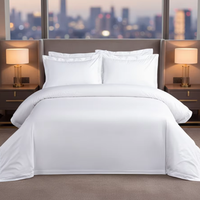Parures de lit d'hôtel cinq étoiles personnalisées en gros – Housse de couette en satin tissé uni 100 % coton lavé, blanc, luxe, doux, 200 fils/pouce²