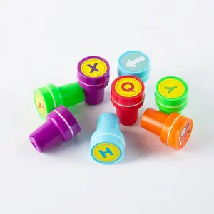 Promotion gift quality round shape plastic toy stamp for kids craft