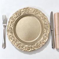 Assiette de Présentation PP Vintage à Bord Gaufré, Assiette Décorative pour Mariage, Banquet, Fête, Décoration de Table à Domicile