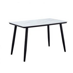 Table à manger moderne style ferme, plateau en marbre avec pieds en métal, 80x80cm, 6 places, idéale pour appartement, hôtel, entrée, mobilier de maison - Vente chaude - Product Image 3