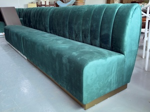 Panca Moderna in Velluto Verde per Sala <span class=keywords><strong>da</strong></span> Pranzo, Seduta Lunga Imbottita per Ristoranti Commerciali, Caffè, <span class=keywords><strong>Bar</strong></span>, Hotel e Lounge - Product Image 3