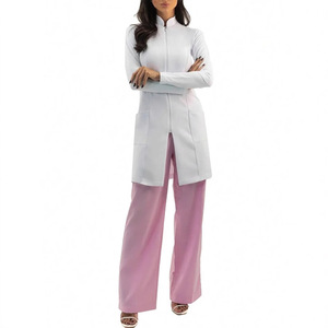 Giacca da dottore con cerniera a maniche lunghe da <span class=keywords><strong>donna</strong></span> Slim Fit uniforme da lavoro da medico alla moda <span class=keywords><strong>donna</strong></span> bianco camice da laboratorio - Product Image 1