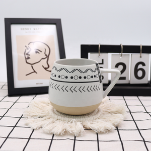 Tasse à café à thé en céramique avec logo en creux en gros avec fond naturel Tasses à thé en grès personnalisées avec motif résistant à la cire - Product Image 6