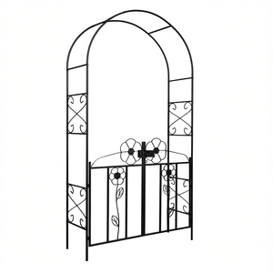 Arco de Jardín de Metal Negro con Puerta y Pestillo para Uso en Exteriores, 72 Pulgadas de Alto - Product Image 1