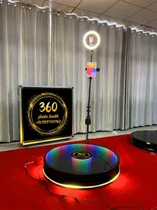 360 Lichten Fotocabine Photobooth Rgb Gehard Glas Met Led Vloer Magische Speigelglas 360-grade-Video Booth