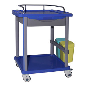 Power Flower Blue Aluminium + Abs Plastic Multifunctionele Medische Behandeling Kar Lade Afvalbakken Ziekenhuis Trolley - Product Image 1