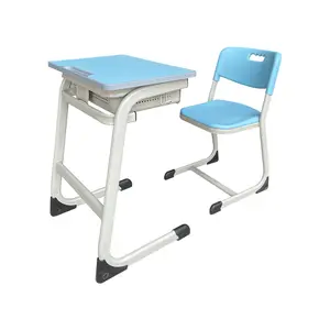 Ensemble de chaises et de tables de bureau simples pour étudiant mobilier de salle de classe à tige moderne en métal élémentaire