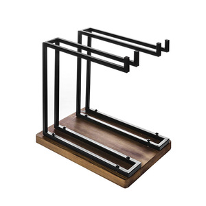 Wine Glass Rack Metal Wood 5-9 Stemware Storage Display <b>Tabletop</b> Floor Standing - Product Image 3