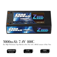 Zeee-batería Lipo 2S, 7,4 V, 5000mAh, 100C, carcasa rígida con conector decanos para vehículos a escala 1/10 RC, coches, camiones y barcos