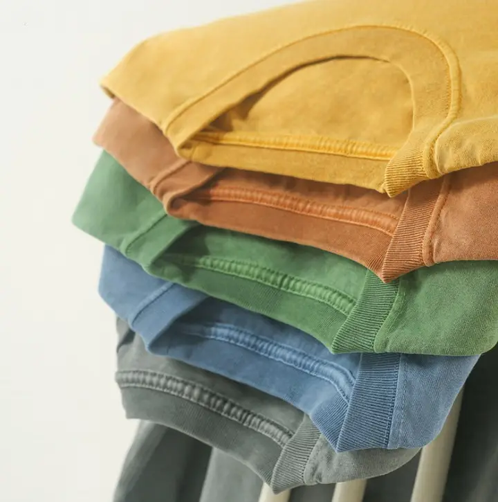 Camiseta de algodão pesada para homens, pronto para enviar preço competitivo, baixo, queda pesada, ombro boxy fit, pigmento tintura vintage 3xl