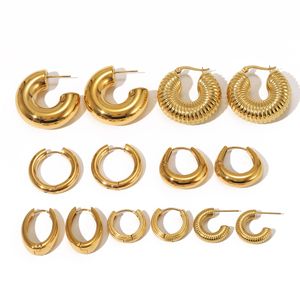 European American <strong>Jewelry</strong> Stainless Steel Hoop Earrings Gold-Color Plated Light Luxury <strong>High</strong>-<strong>end</strong> Cross-border Anniversary - Product Image 5