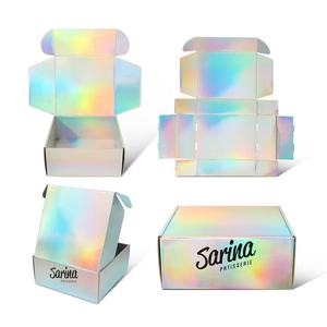 <span class=keywords><strong>Caja</strong></span> de Envío de Lujo con Recubrimiento UV, Plateada Holográfica Brillante, Color Láser Arcoíris, para Cosméticos y Velas - Product Image 1
